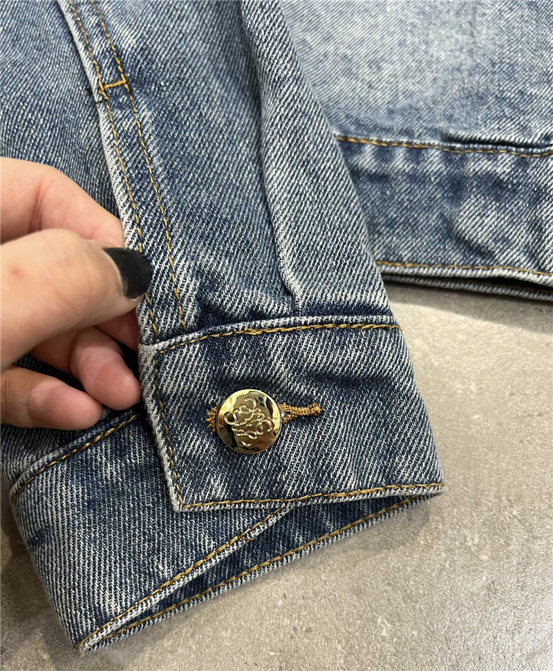 L0ew* cropped zip-up denim jacket