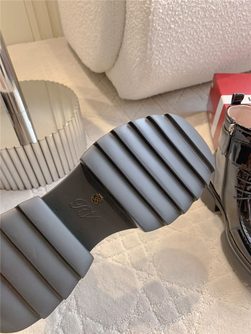 roger vivier D1am0nd buckle patent leather ankle boots