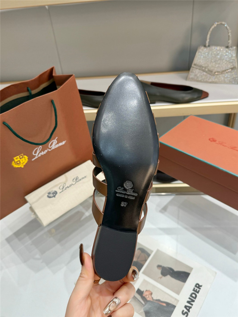 L0r0 P1ana braided strap sandals in brown calfskin