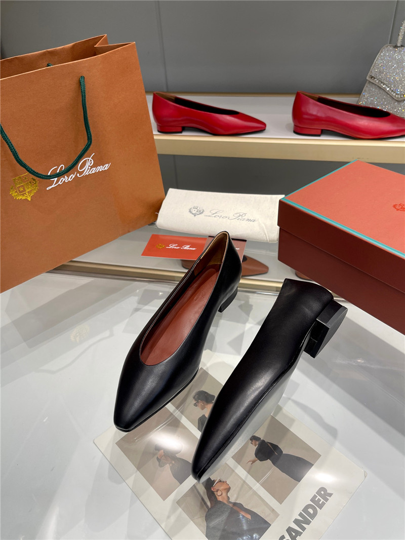 L0r0 P1ana rebecca ballerinas black calfskin