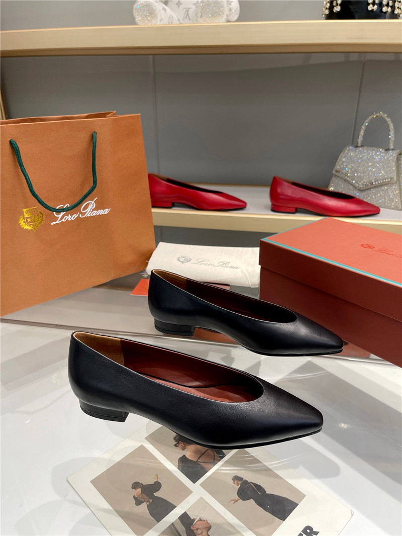 L0r0 P1ana rebecca ballerinas black calfskin