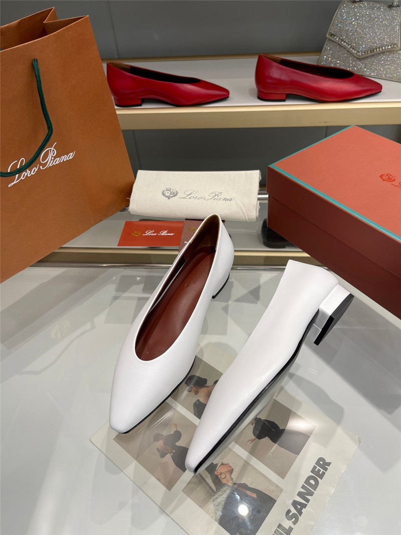 L0r0 P1ana rebecca ballerinas white calfskin