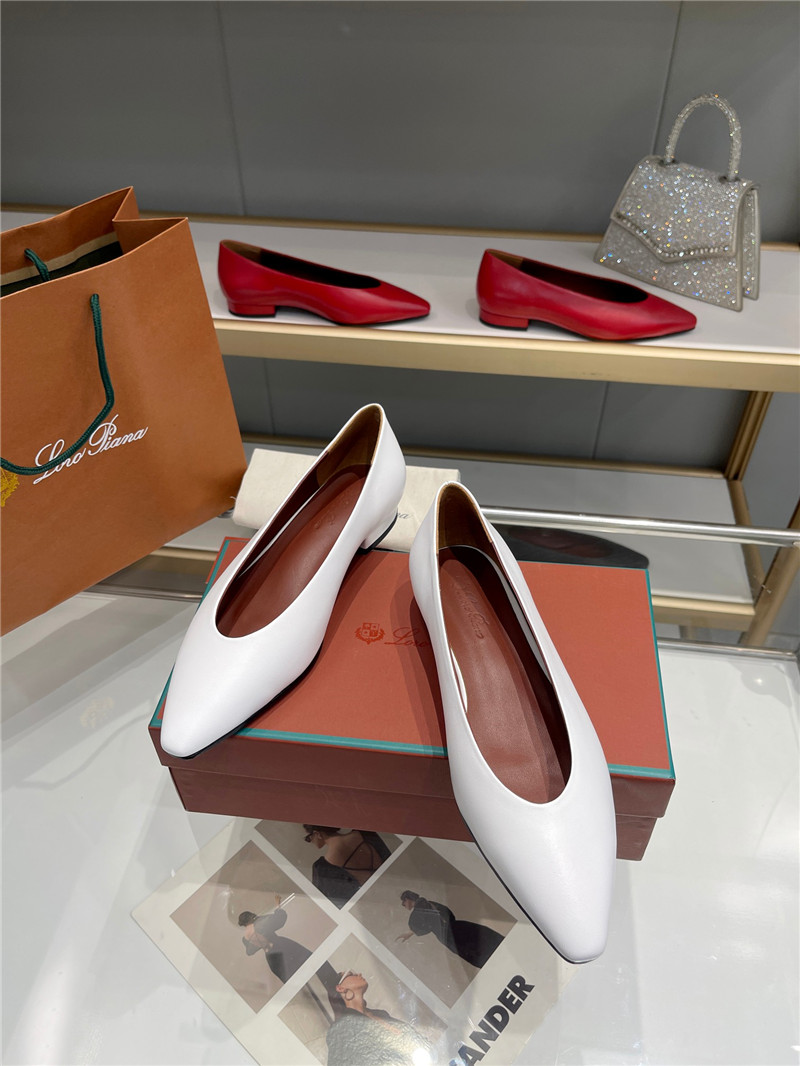 L0r0 P1ana rebecca ballerinas white calfskin