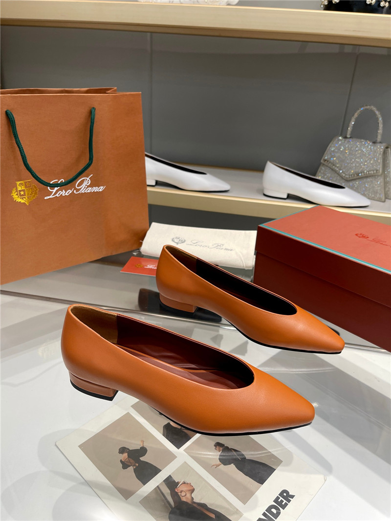 L0r0 P1ana rebecca ballerinas saddle brown calfskin