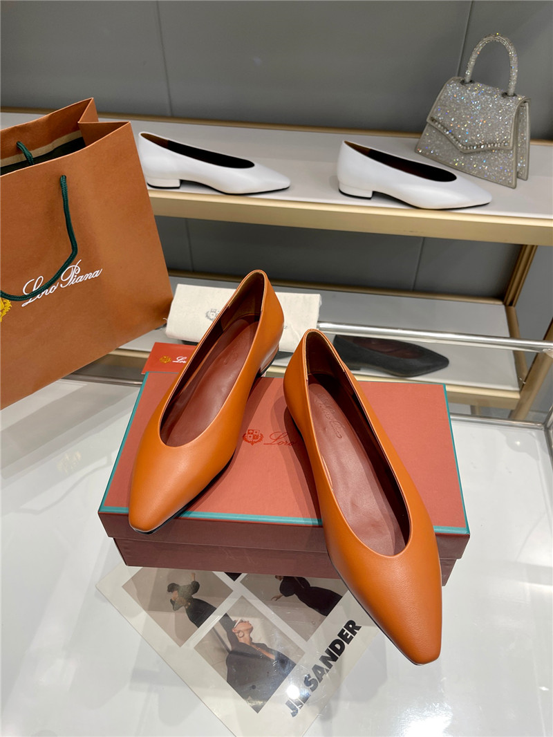 L0r0 P1ana rebecca ballerinas saddle brown calfskin