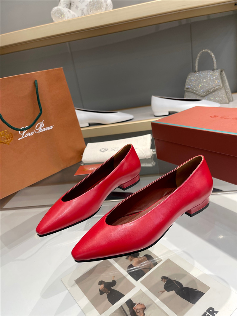 L0r0 P1ana rebecca ballerinas red calfskin