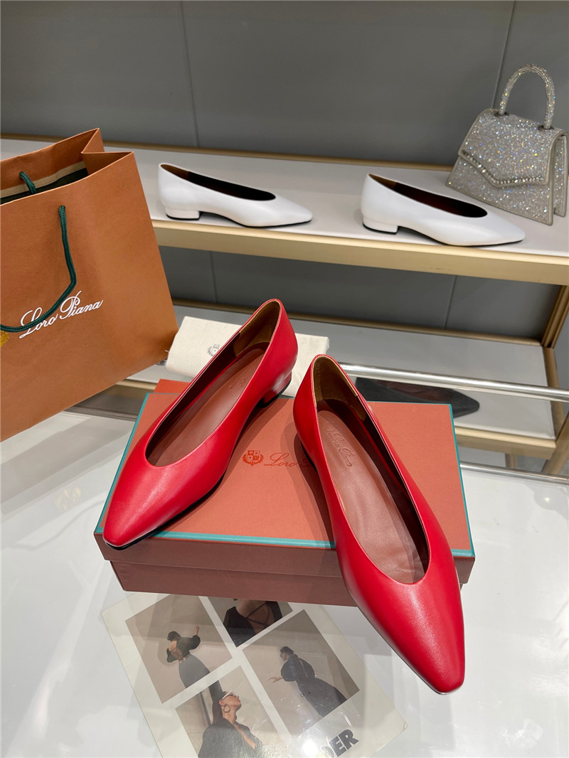 L0r0 P1ana rebecca ballerinas red calfskin