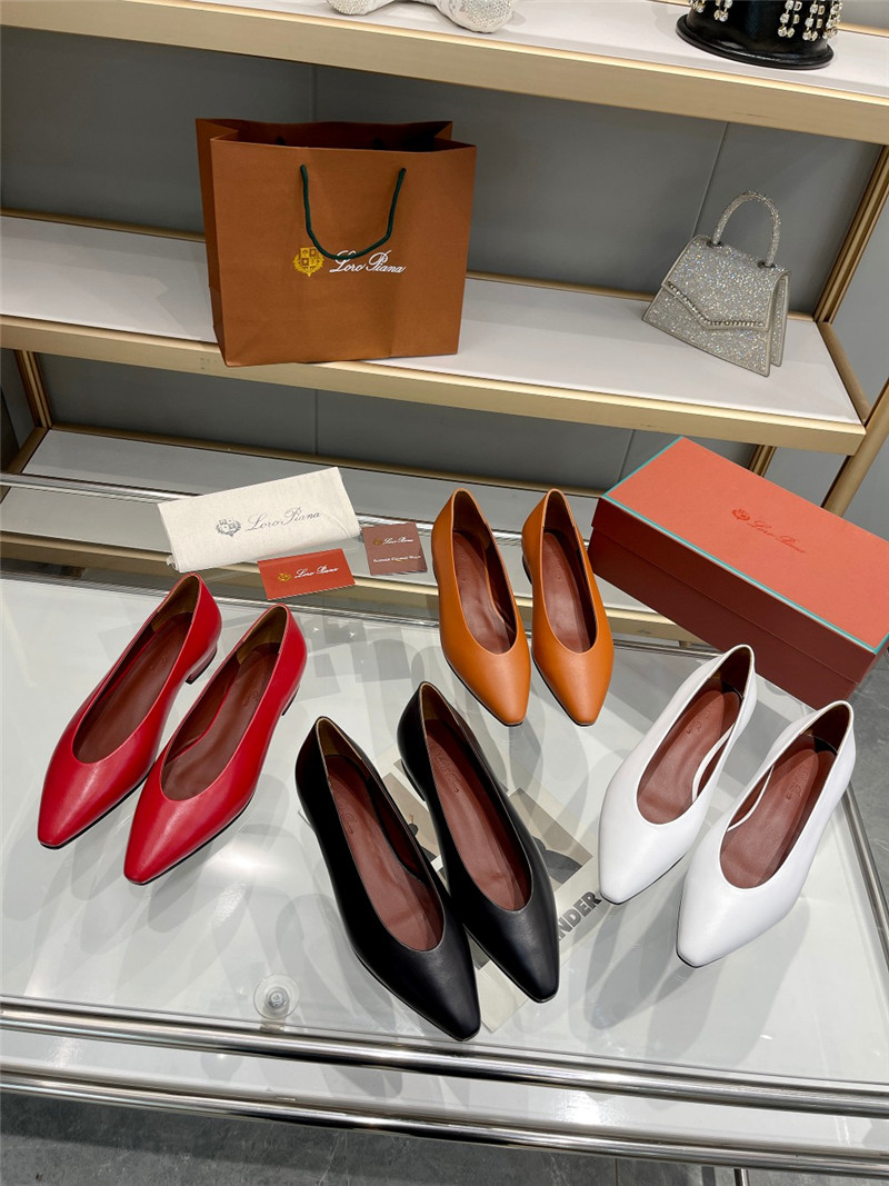 L0r0 P1ana rebecca ballerinas red calfskin