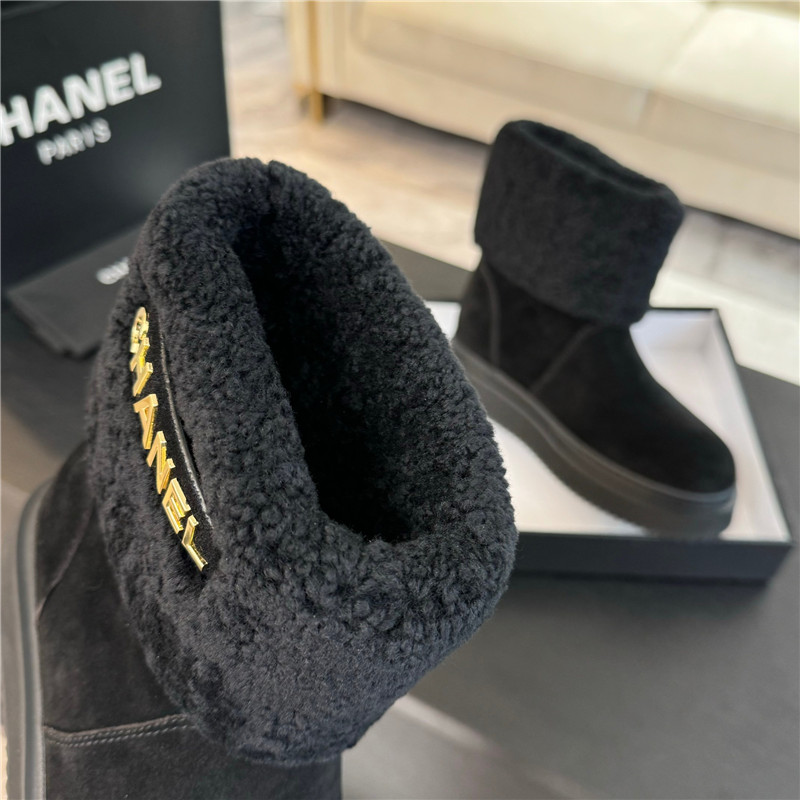 Ch**el black winter suede snow boots