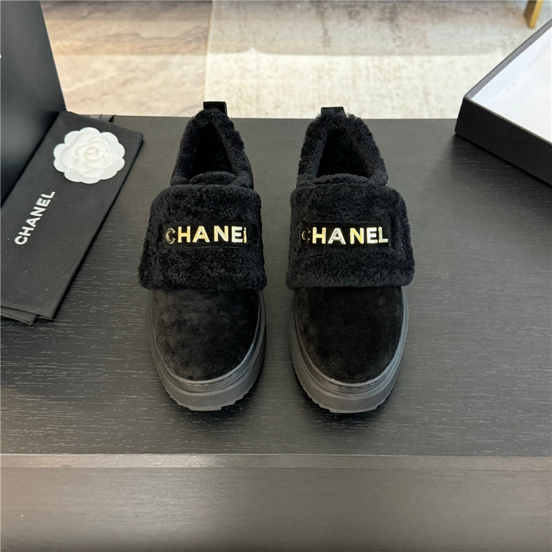 Ch**el black winter suede platform sneakers