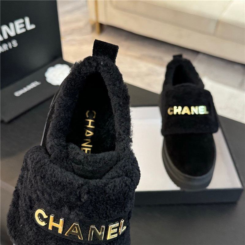 Ch**el black winter suede platform sneakers