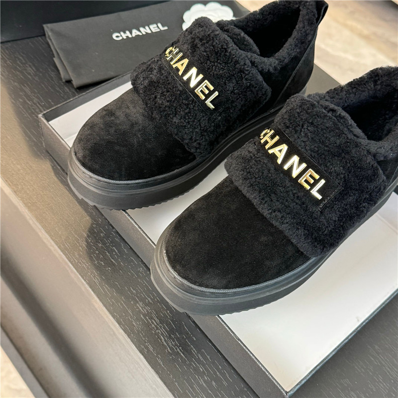 Ch**el black winter suede platform sneakers