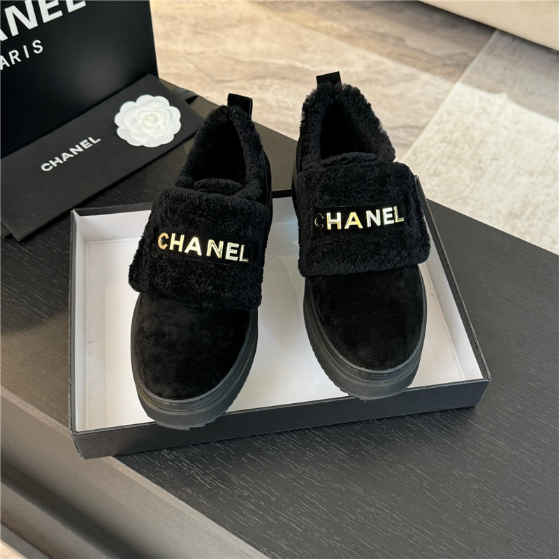 Ch**el black winter suede platform sneakers