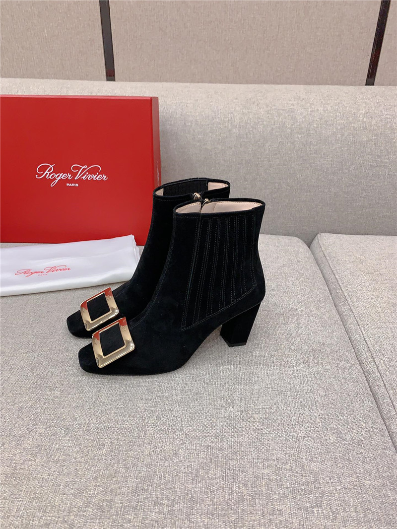 Roger Vivier Black Suede Belle Vivier Boots