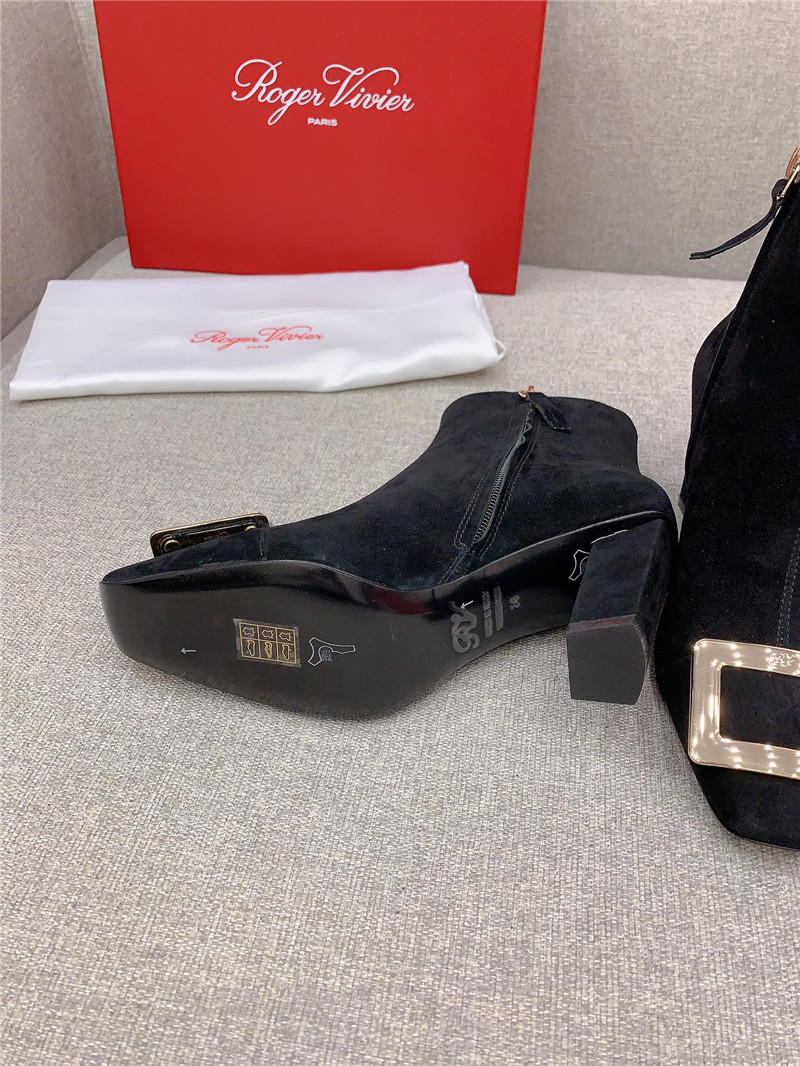 Roger Vivier Black Suede Belle Vivier Boots