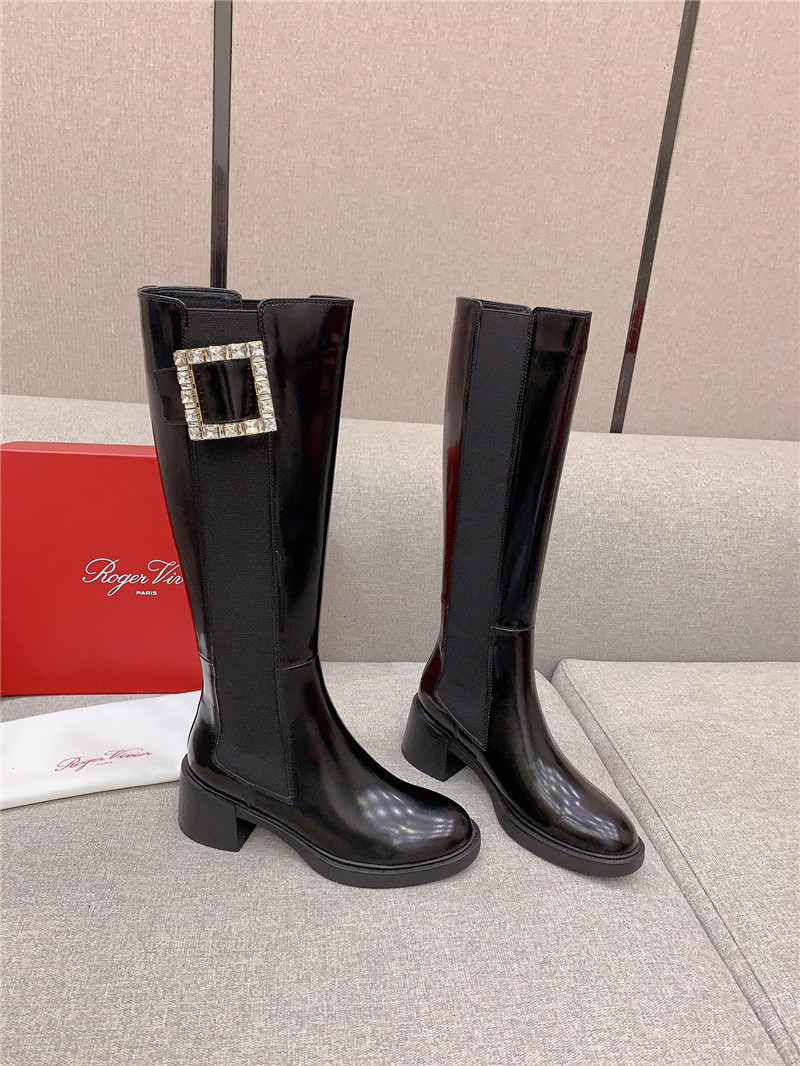 Roger Vivier Viv Rangers Patent Leather Knee-High Boots