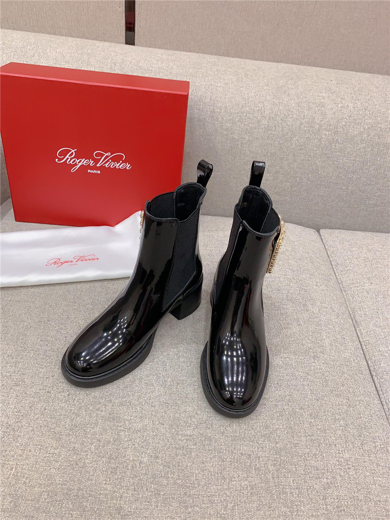 Roger Vivier Viv Rangers Patent-Leather Ankle Boots