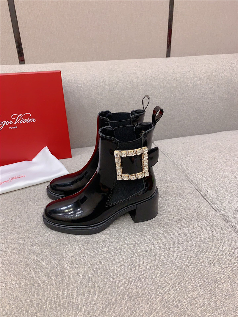 Roger Vivier Viv Rangers Patent-Leather Ankle Boots