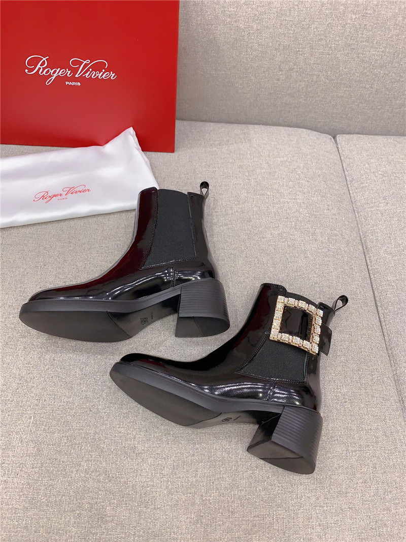 Roger Vivier Viv Rangers Patent-Leather Ankle Boots