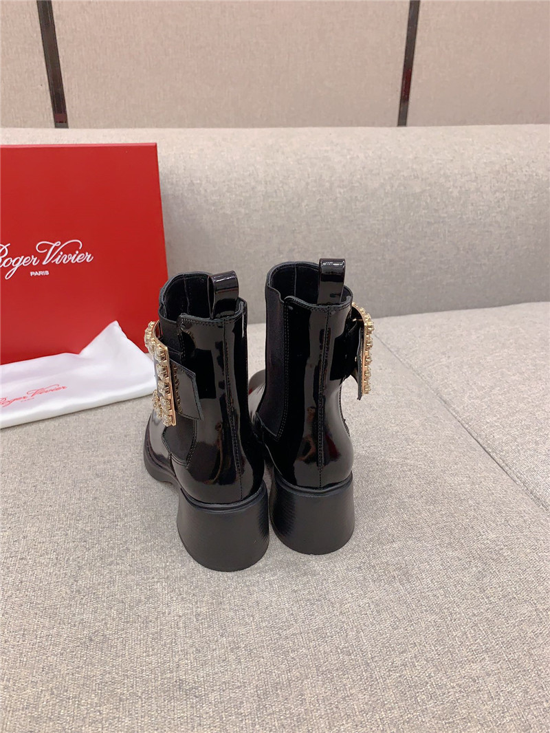 Roger Vivier Viv Rangers Patent-Leather Ankle Boots