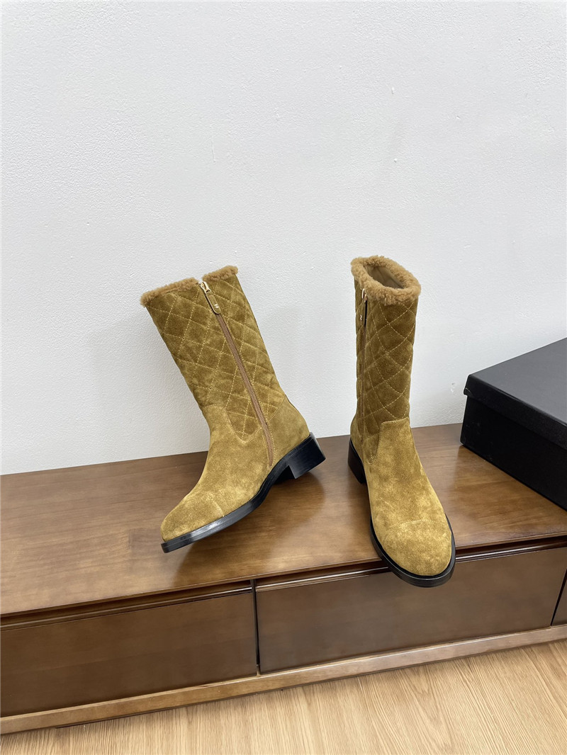 Ch**el suede zip mid-calf boots