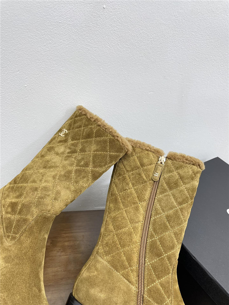 Ch**el suede zip mid-calf boots