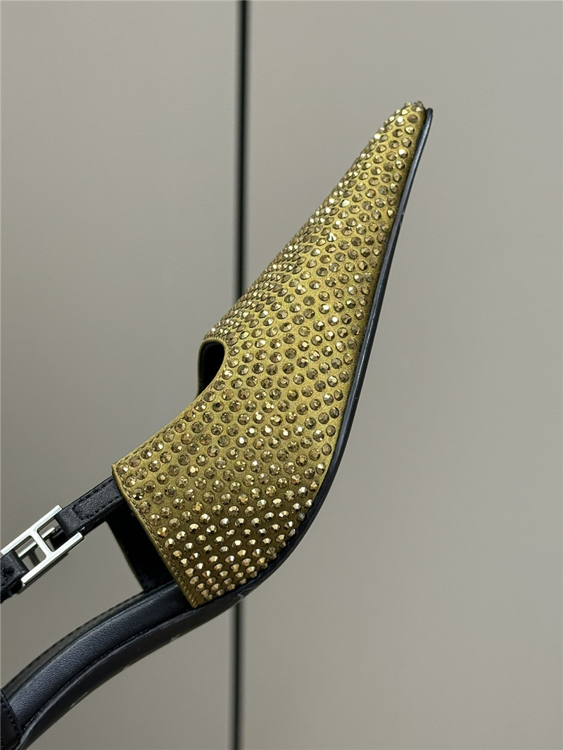 Sa1nt Lau*nt andree embellished satin slingback pumps