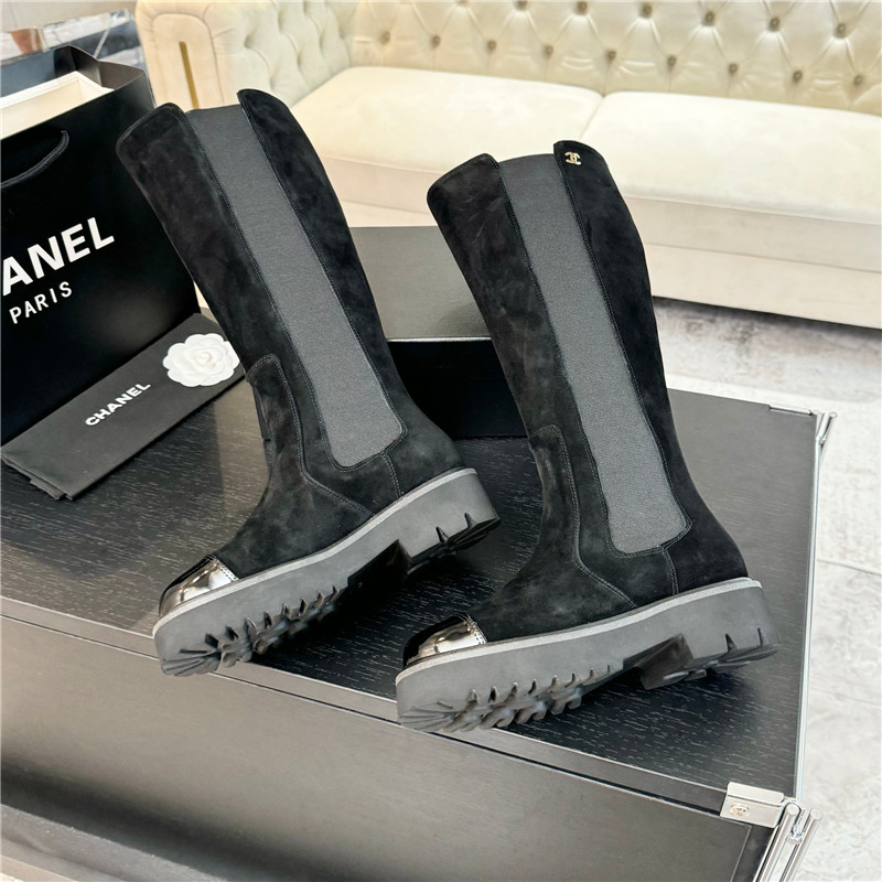 Ch**el knee-high suede leather boots