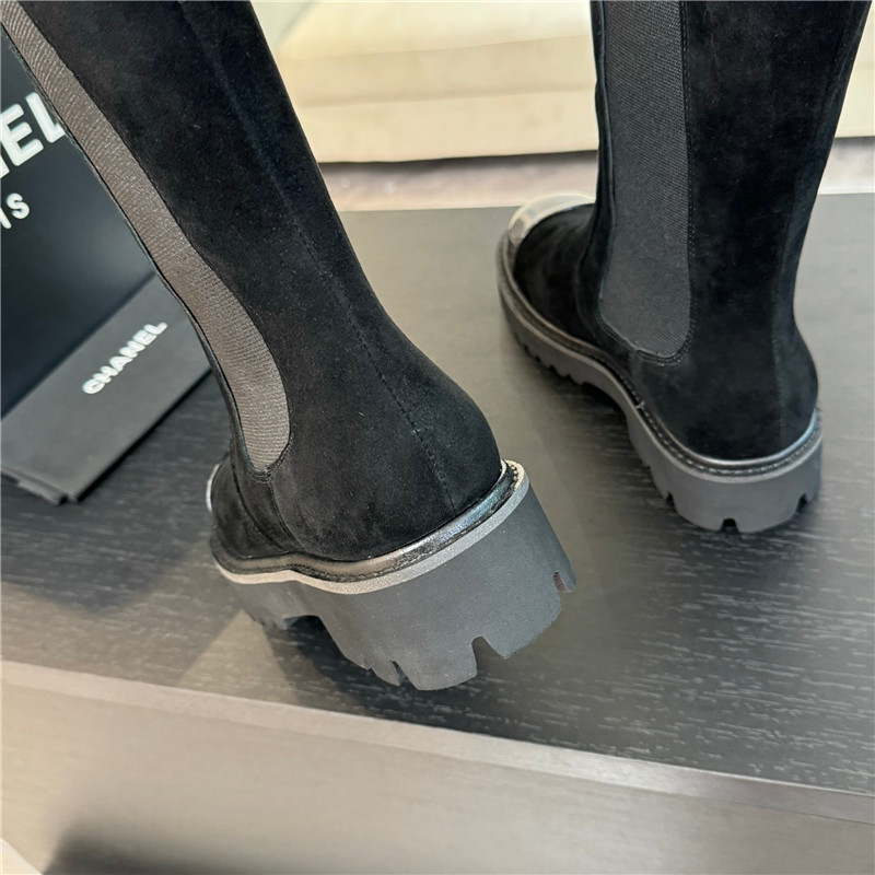 Ch**el knee-high suede leather boots