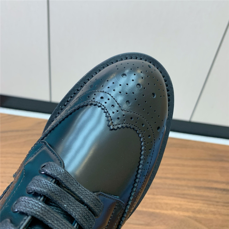 Pra*a black brushed leather derby brogue shoes