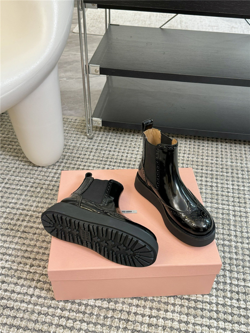 Miu Miu Chelsea Platform Black Ankle Boots
