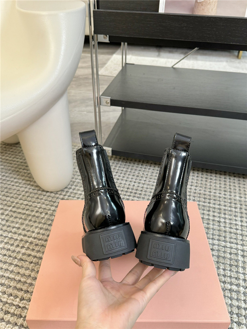 Miu Miu Chelsea Platform Black Ankle Boots