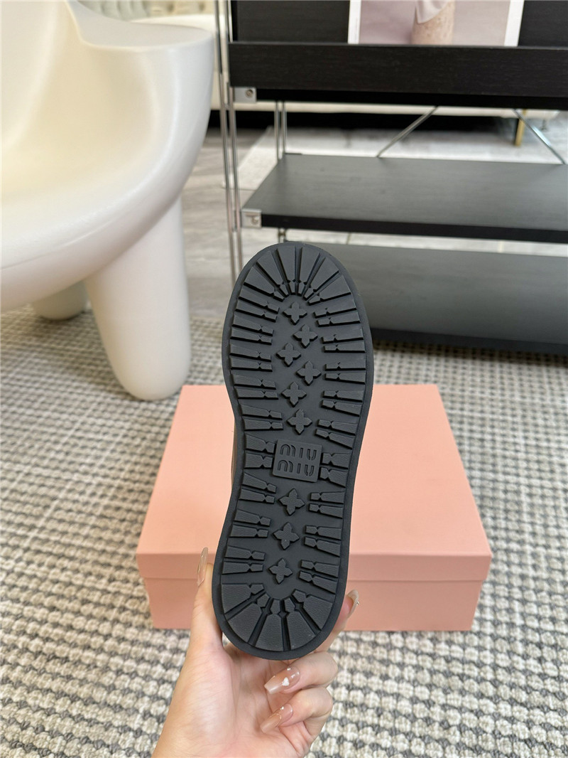 Miu Miu Chelsea Platform Lace-Up Ankle Boots in Brown