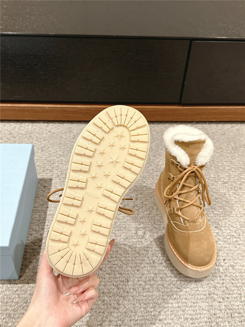 Pra*a brown suede platform lace-up shearling boots