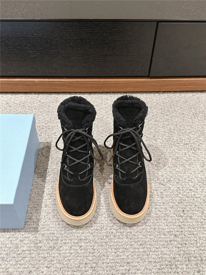 Pra*a suede platform lace-up shearling boots