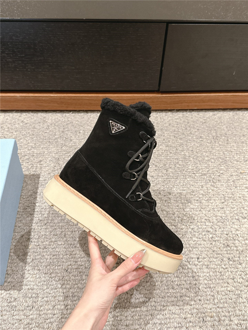 Pra*a suede platform lace-up shearling boots