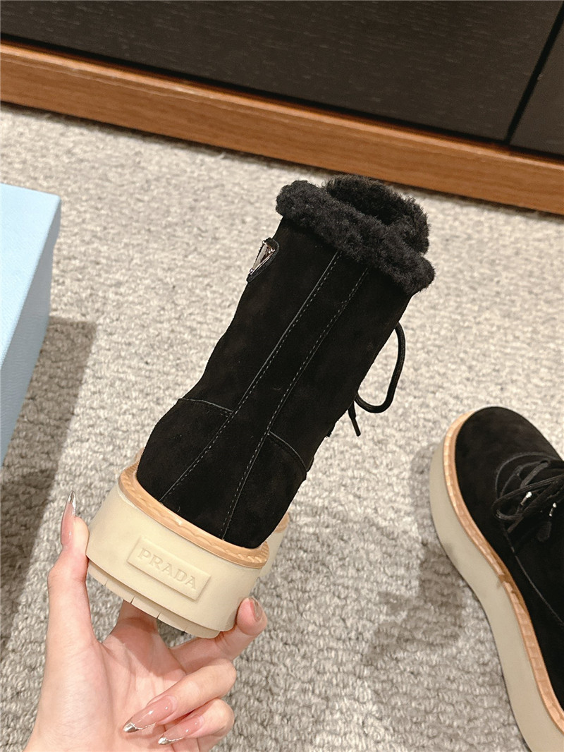 Pra*a suede platform lace-up shearling boots
