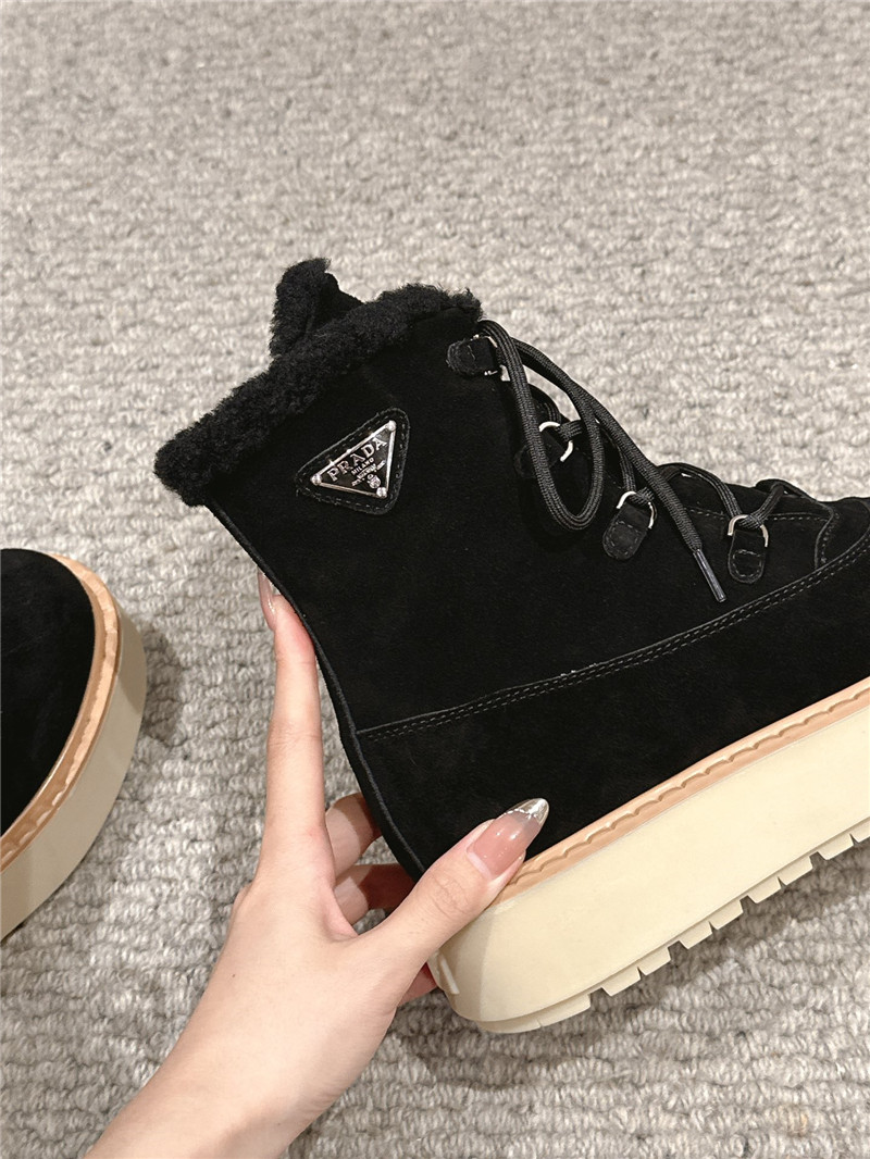 Pra*a suede platform lace-up shearling boots
