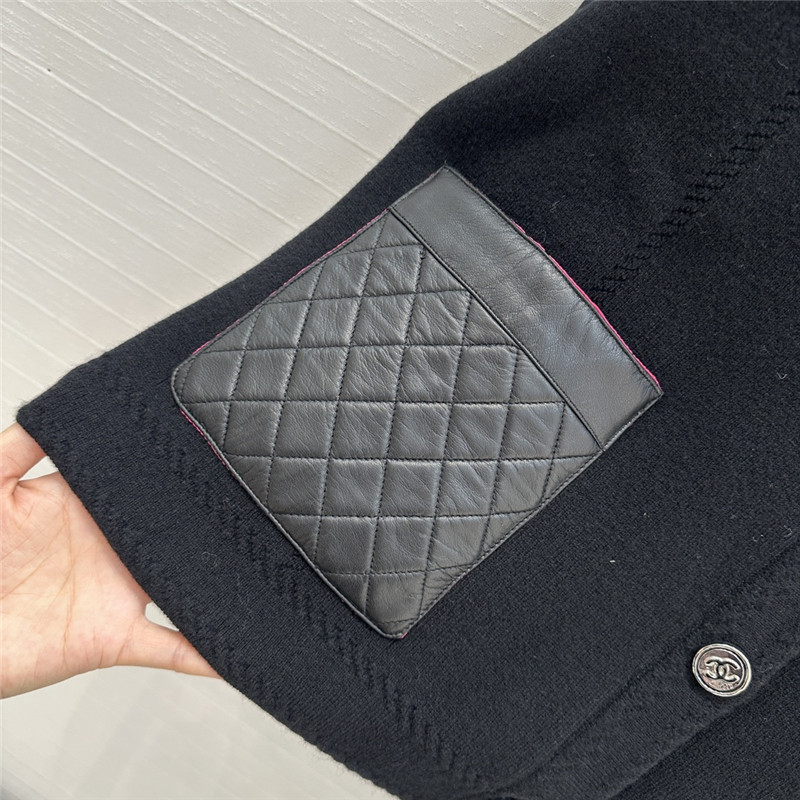 Ch**el leather and cashmere cardigan