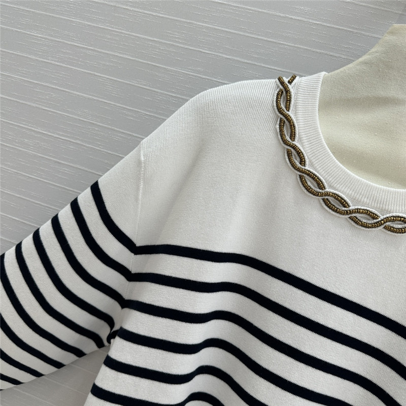 Va1e*ntin0 beaded-neck striped sweater white