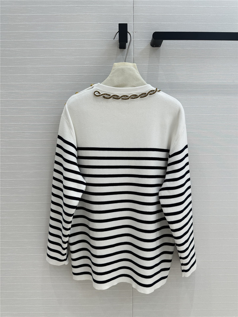 Va1e*ntin0 beaded-neck striped sweater white