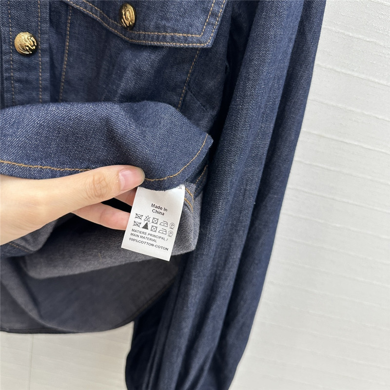 zimm tie stand collar denim shirt