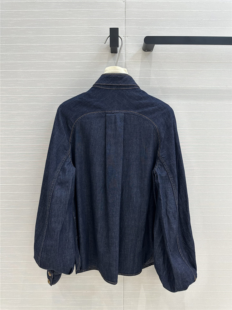 zimm tie stand collar denim shirt