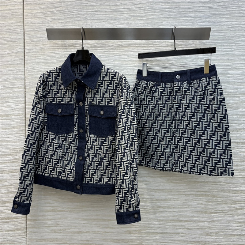 F**di letter jacquard denim suit