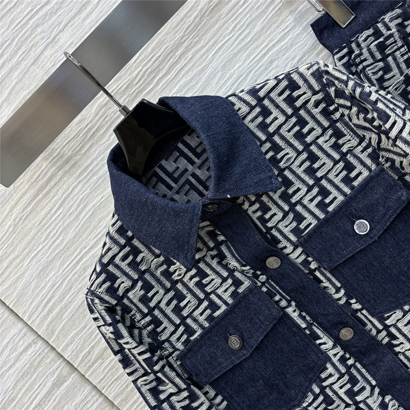 F**di letter jacquard denim suit