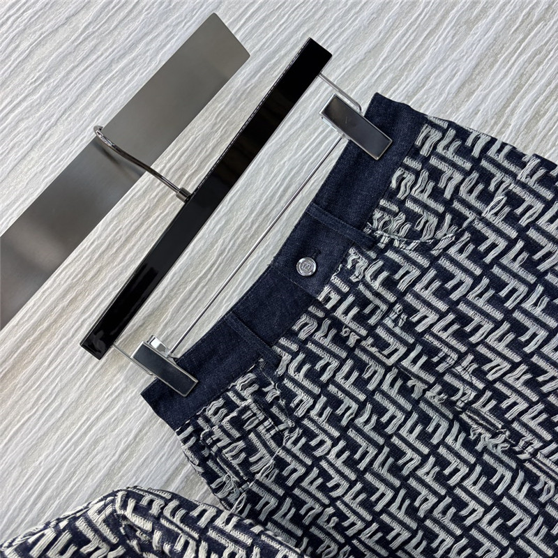 F**di letter jacquard denim suit