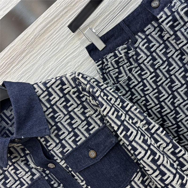 F**di letter jacquard denim suit