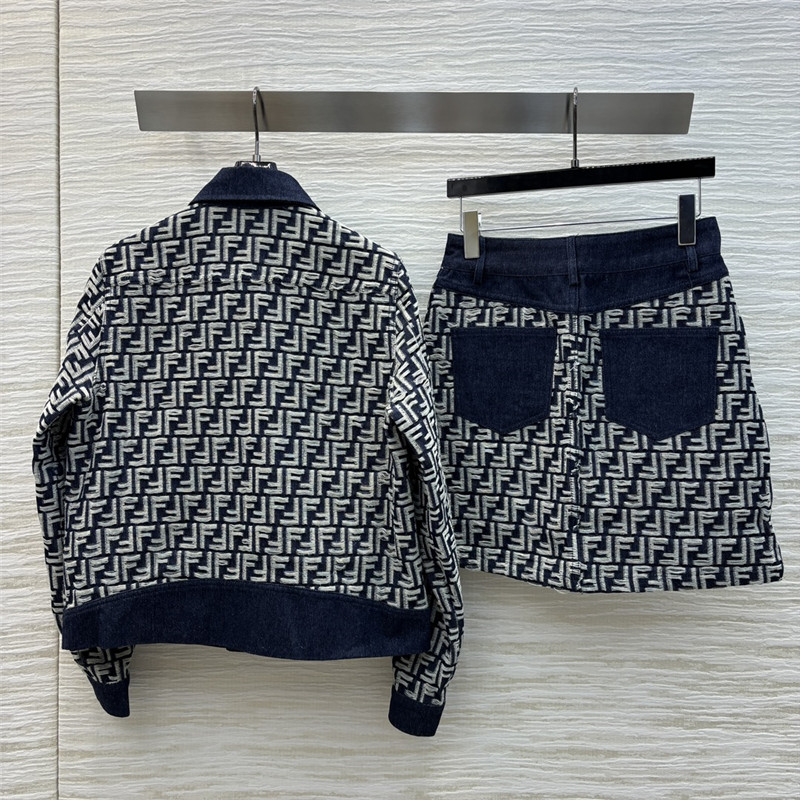 F**di letter jacquard denim suit