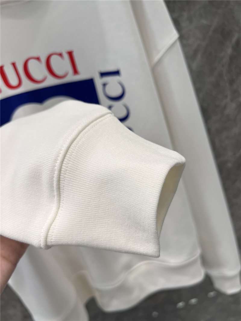 Gvc*1 printed loopback cotton hoodie in white