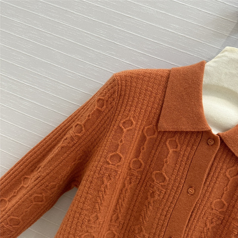 H**me5 cable cashmere shirt cardigan orange